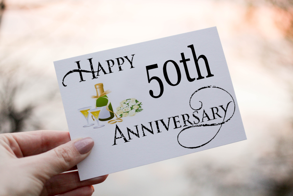 50th Anniversary Card, Card for Golden Anniversary